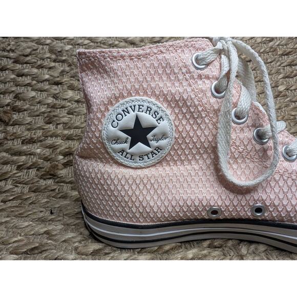 Converse All Star Hi Top Women Size 10 Pink Waffle Knit Upper Super Clean - Picture 4 of 11